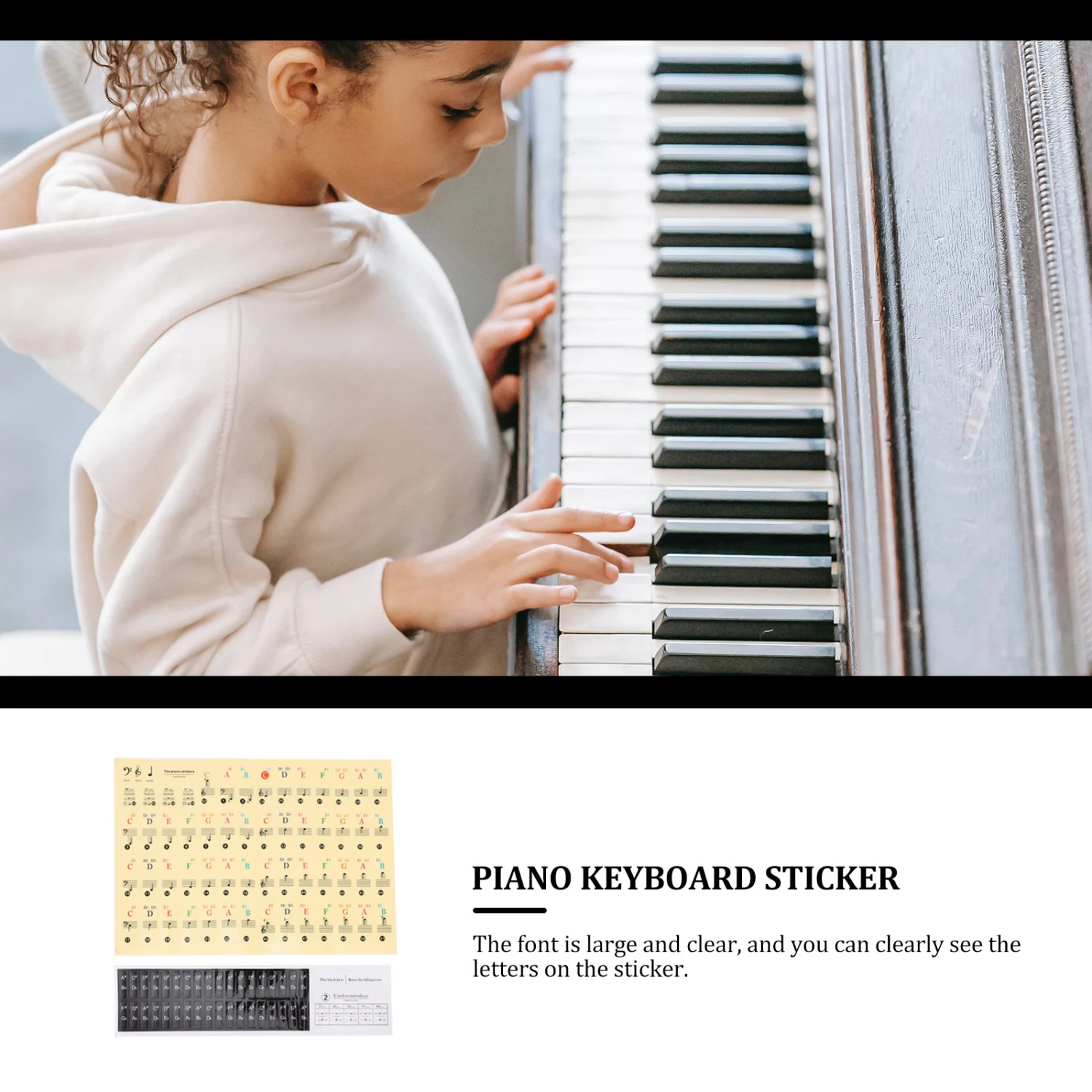 1 Bag of Beginner Piano Keyboard Introductory Stickers No Adhesive Piano Keys Decals