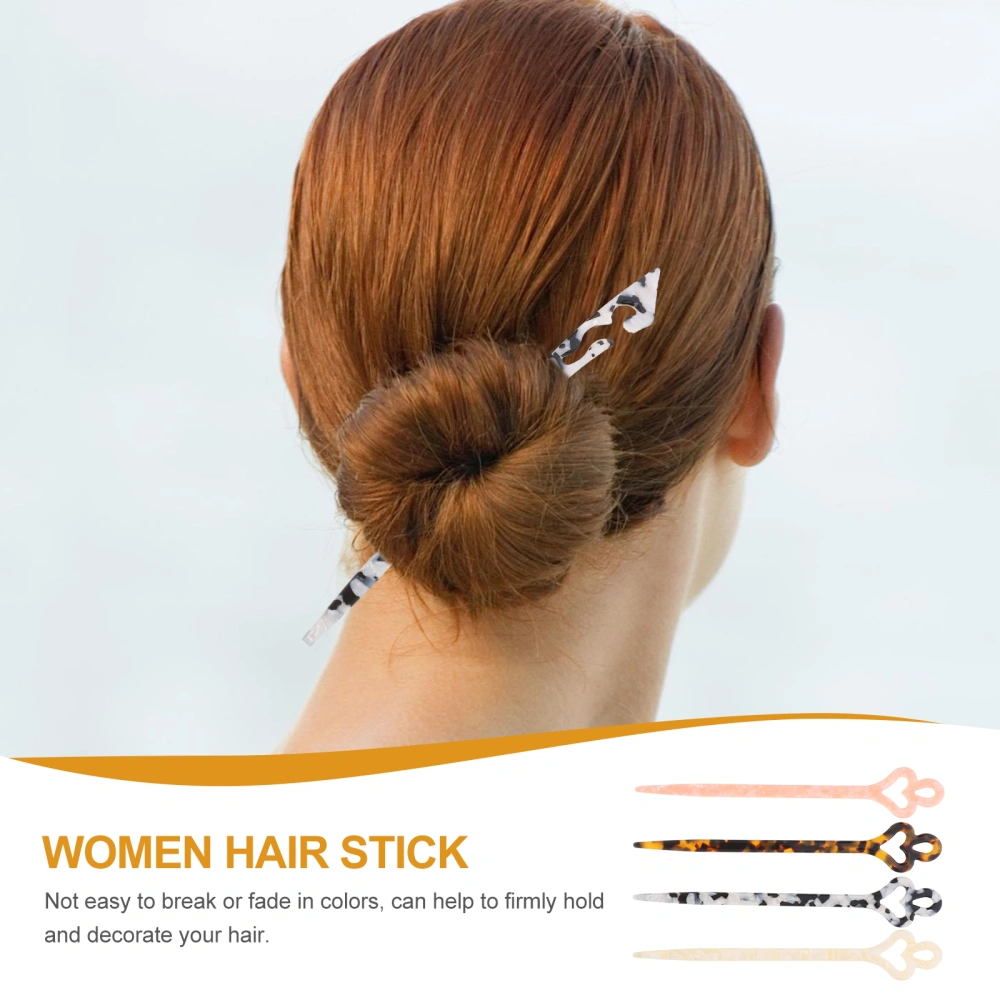 4pcs Acetate Sheet Hair Stick Holder Retro Hair Chopstick Hair Bun Holder