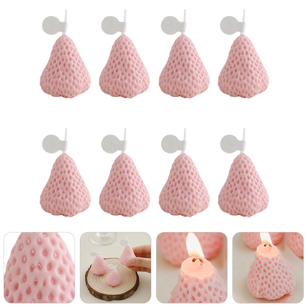 8 Pcs Creative Strawberry Candles Mini Scented Candle Decorative Aromatic Candle