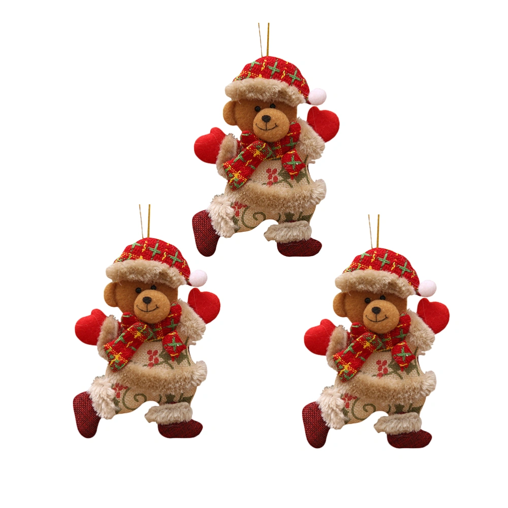 3pcs Christmas Embelishment Festive Doll Hanging Pendant Adorable Decoration Party Hanging Ornament for Home Shop - Dancing Bear