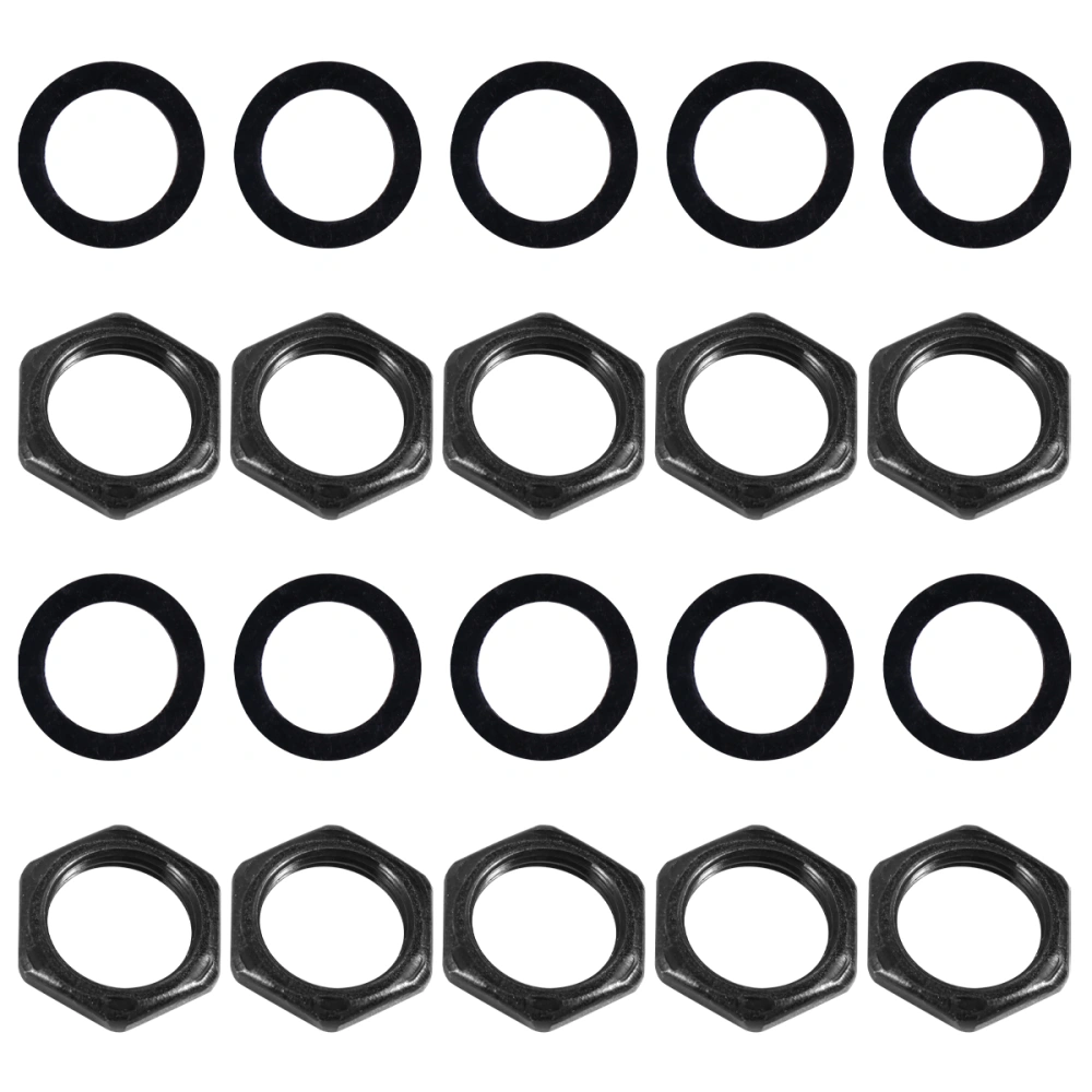 20 Pcs M9 Guitar Nut Gasket Potentiometer Nut  Gasket (10 nut + 10 Gasket)