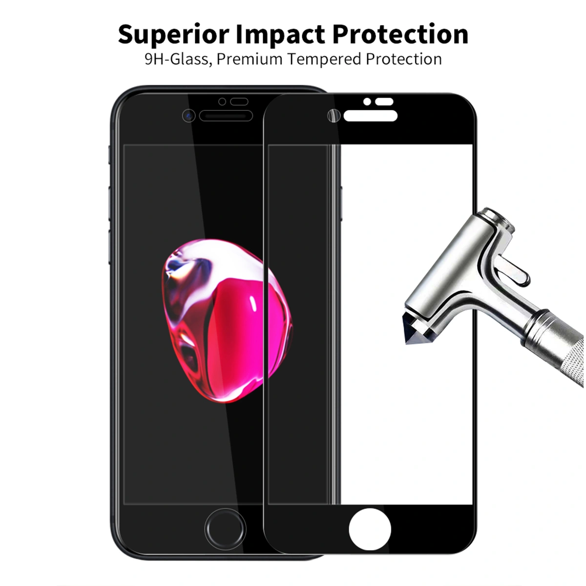 Full Screen Hard Anti-scratch Tempered Glass Film Anti-Fingerprints Phone Screen Protector Compatible for iPhone 7 Plus iPhone 8 Plus Black