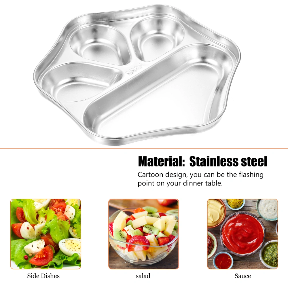 1pc Stainless Steel Kindergarten Plate Household Divided Plate Fruit Plate Breakfast Plate