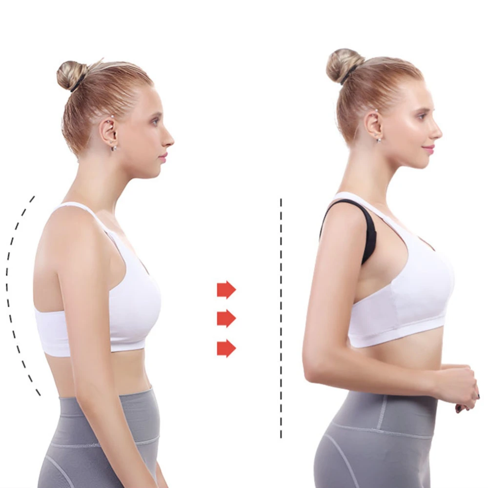 1PC Posture Corrector Belt Humpback Abdomen Belt Strap Back Brace Support for Adults (Black)