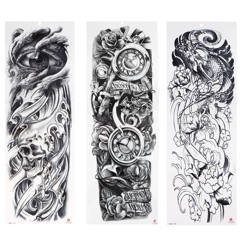 3Pcs Arm Tattoos Sticker Waterproof Temporary Decals Temp Tattoos for Decoration