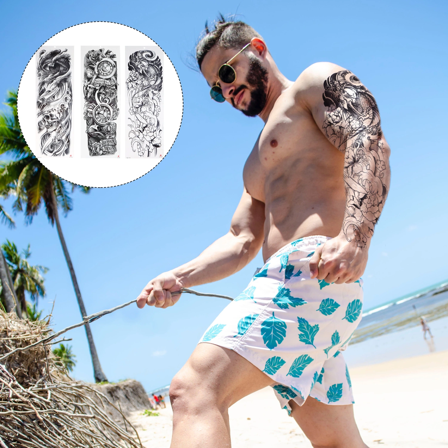 3Pcs Arm Tattoos Sticker Waterproof Temporary Decals Temp Tattoos for Decoration