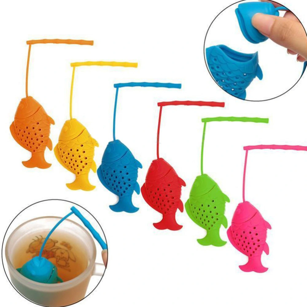 Silicone Fish Tea Infuser Tea Bag Filter Strainer for Coffee Herb Punch (Random Color)