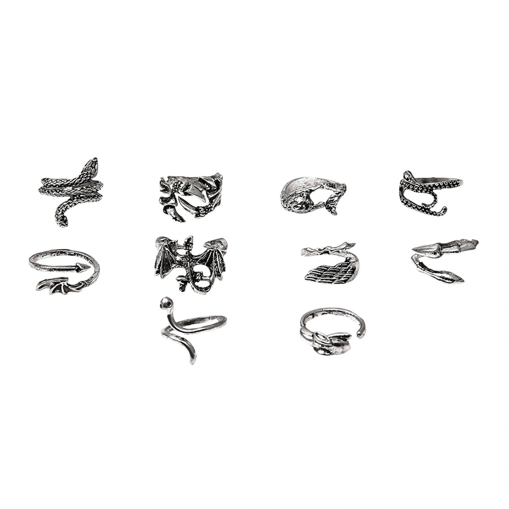 10pcs Halloween Rings Vintage Rings Decorative Rings Party Adjustable Rings