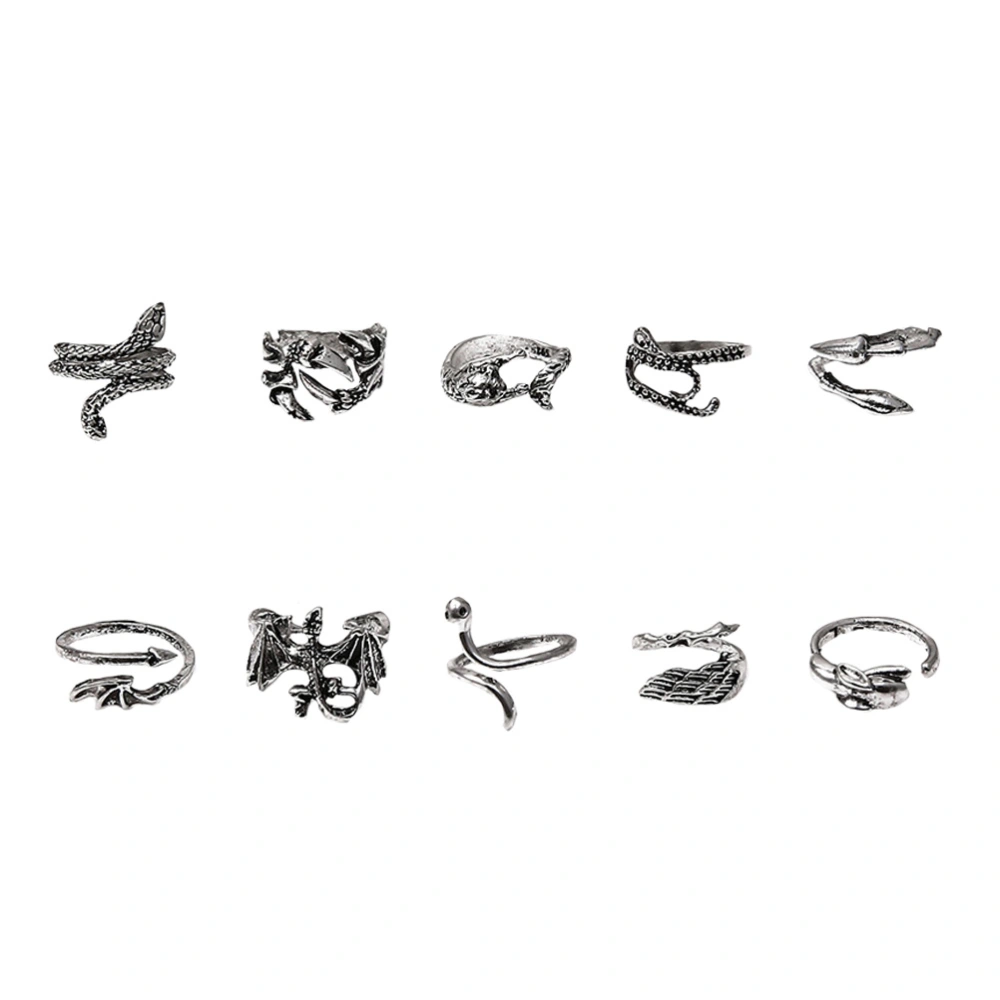 10pcs Halloween Rings Vintage Rings Decorative Rings Party Adjustable Rings