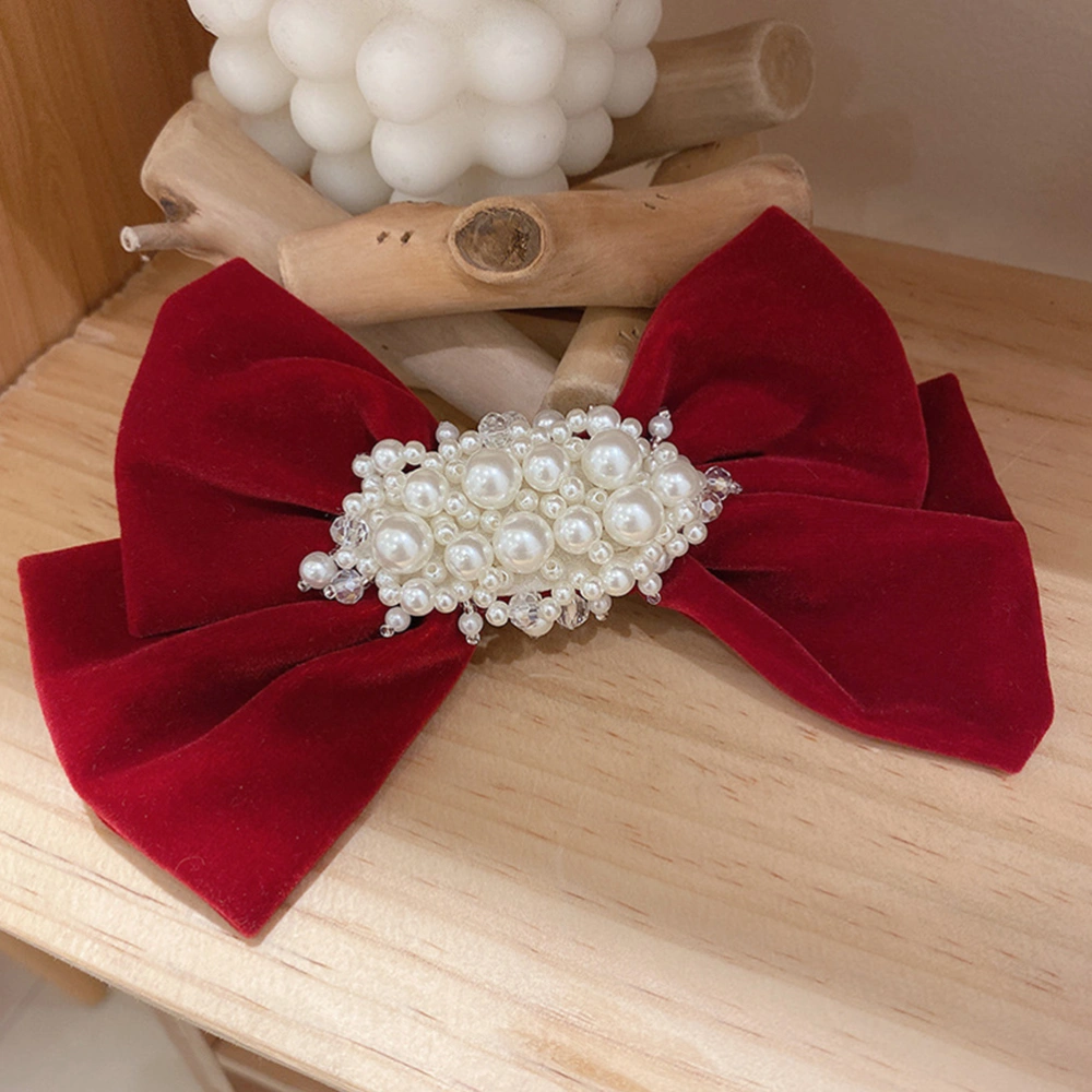 1pc Simple Bowknot Pearl Clip Headdress Girl Hairpin Exquisite Hair Accessories