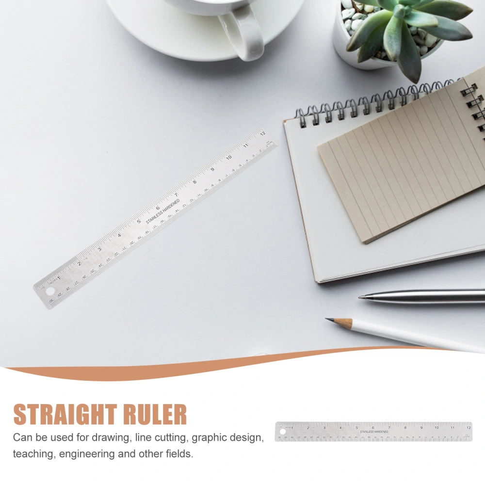 2pcs Professional Cork Backing Rulers Engineering Rulers Office Stationery