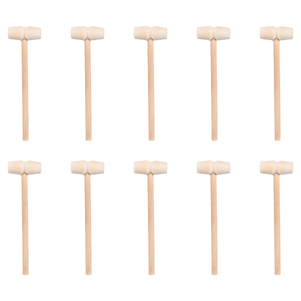 25pcs Solid Wood Mini Hammer Wooden Crab Hammer Planet Cake Mallet (Log Color)