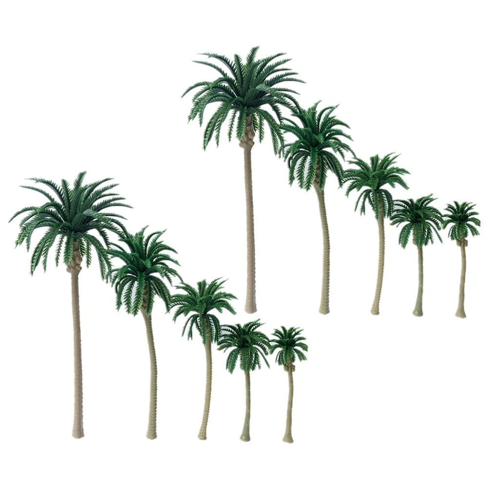 10PCS/Set Simulation Coconut Tree Model Plastic Mini Palm Tree Scenery DIY Layout Props Microlandscape Decor Ecological Sand Table Model Figurine (Green)