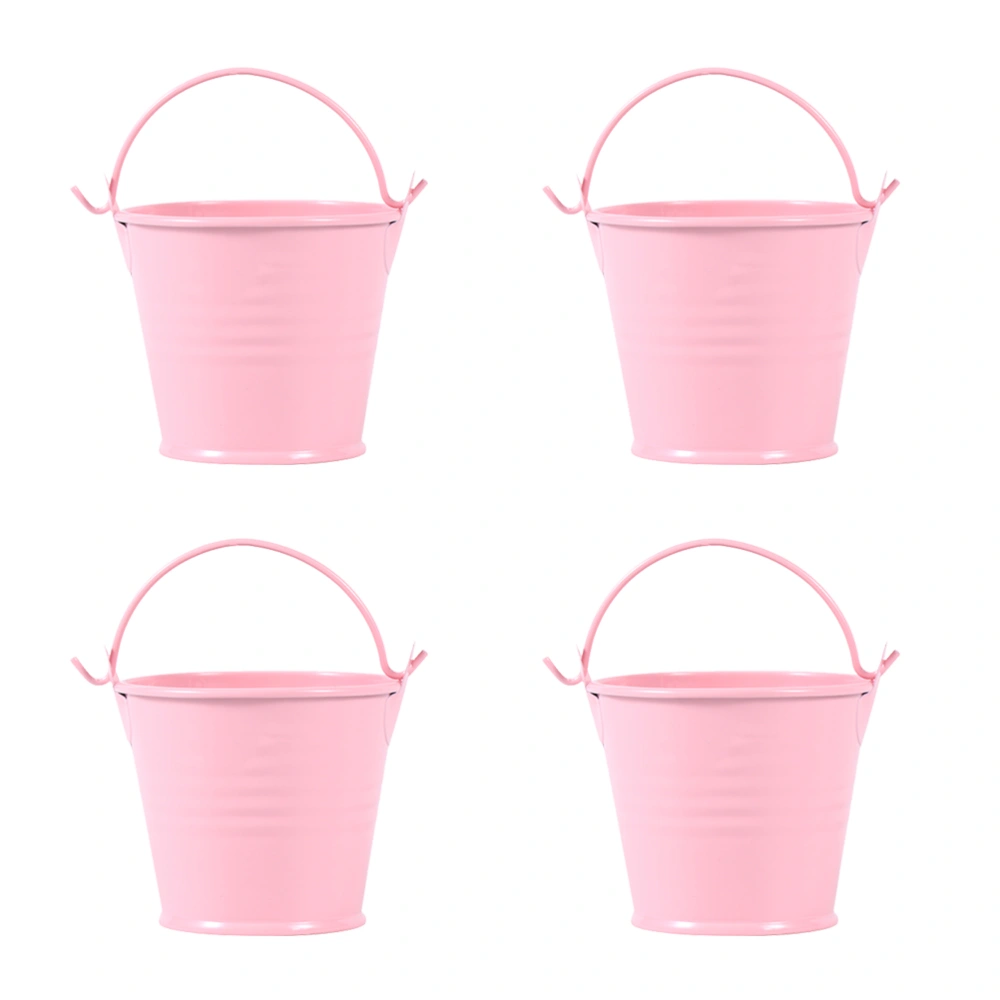 4Pcs Iron Bucket Succulent Plants Bucket Portable Flower Storage Bucket for Balcony