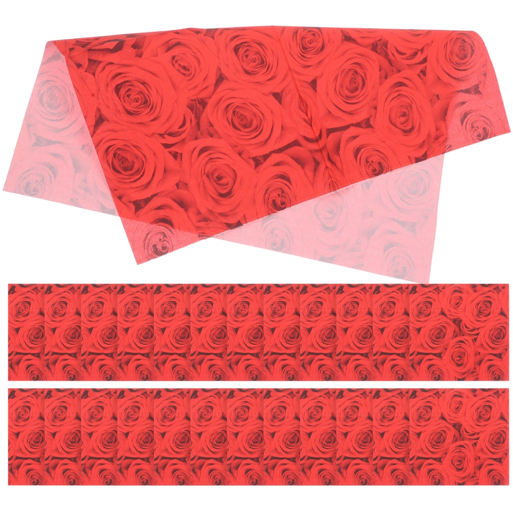 20 Sheets 33x33cm Red Rose Printing Napkin Disposable Paper Napkins Party Supplies for Valentine's Day