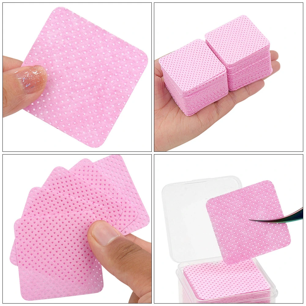 400Pcs Grafting Eyelash Glue Wipers Glue Bottle Cleaning Pads for Salon (Pink)