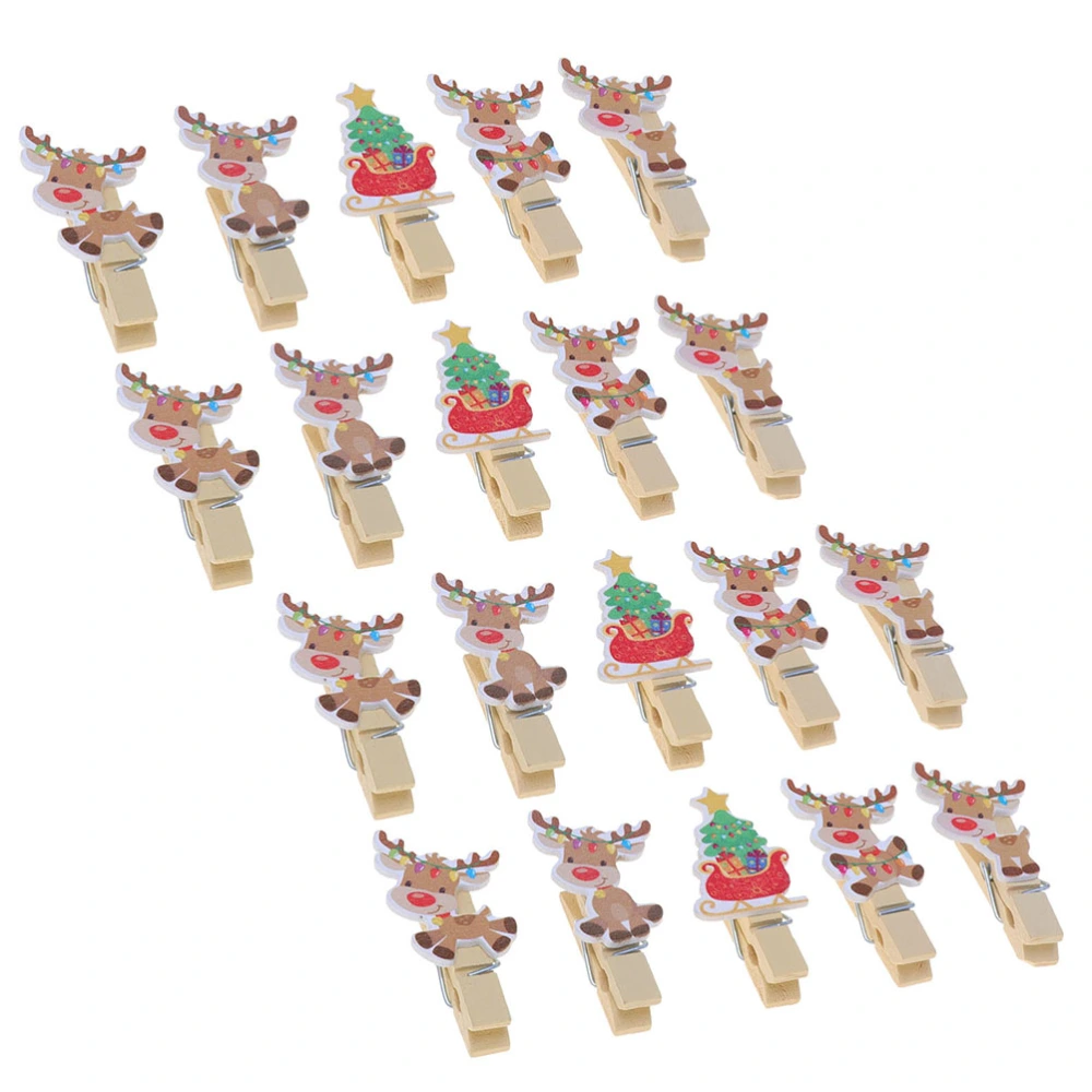 20pcs Creative Photo Pegs Christmas Wood Clips Clothespins Photo Clips for DIY