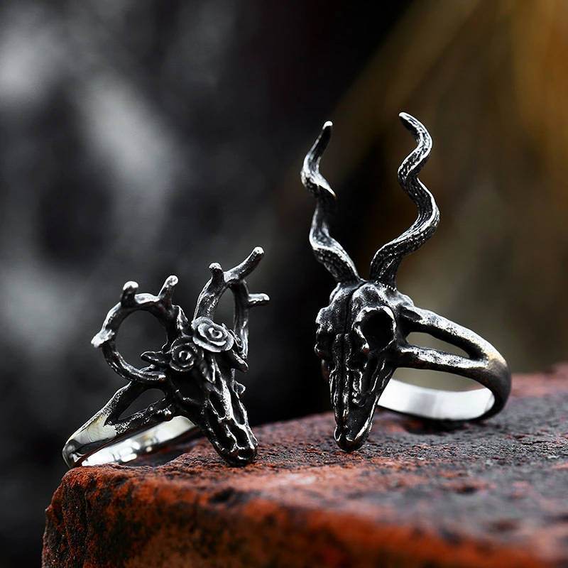 Stainless Steel Casting Sheep Skull Personality Ring