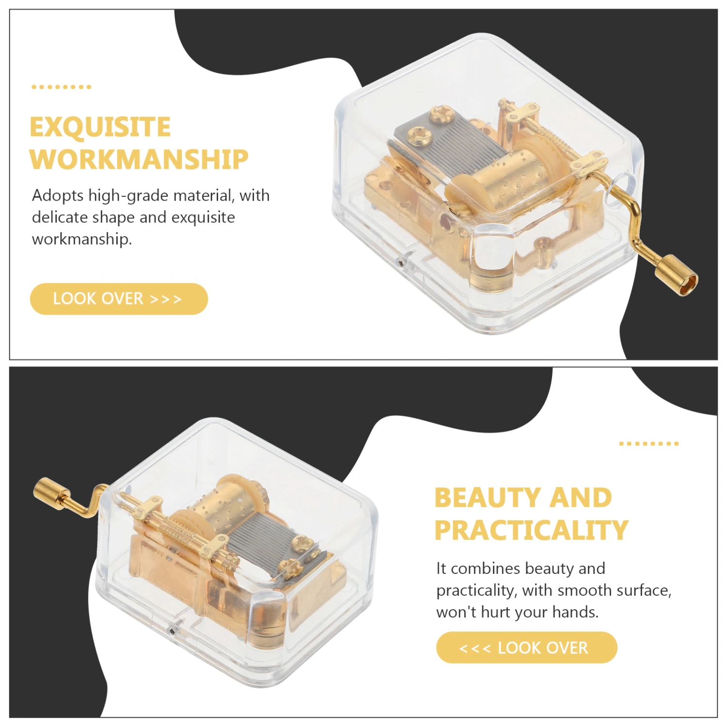 1Pc Durable Acrylic Music Box Particular Hand-cranked Music Box Premium DIY Toy