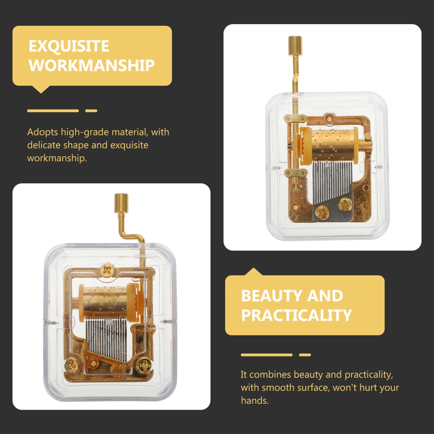 1Pc Durable Acrylic Music Box Particular Hand-cranked Music Box Premium DIY Toy