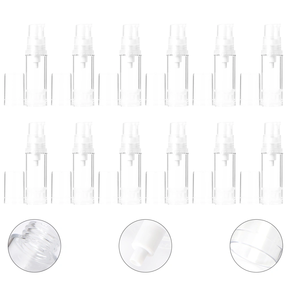 12PCS Press Vacuum Sub Bottle Portable Empty Travel Bottle Skin Care Cosmetic Storage Container for Home Use (5ML Transparent)