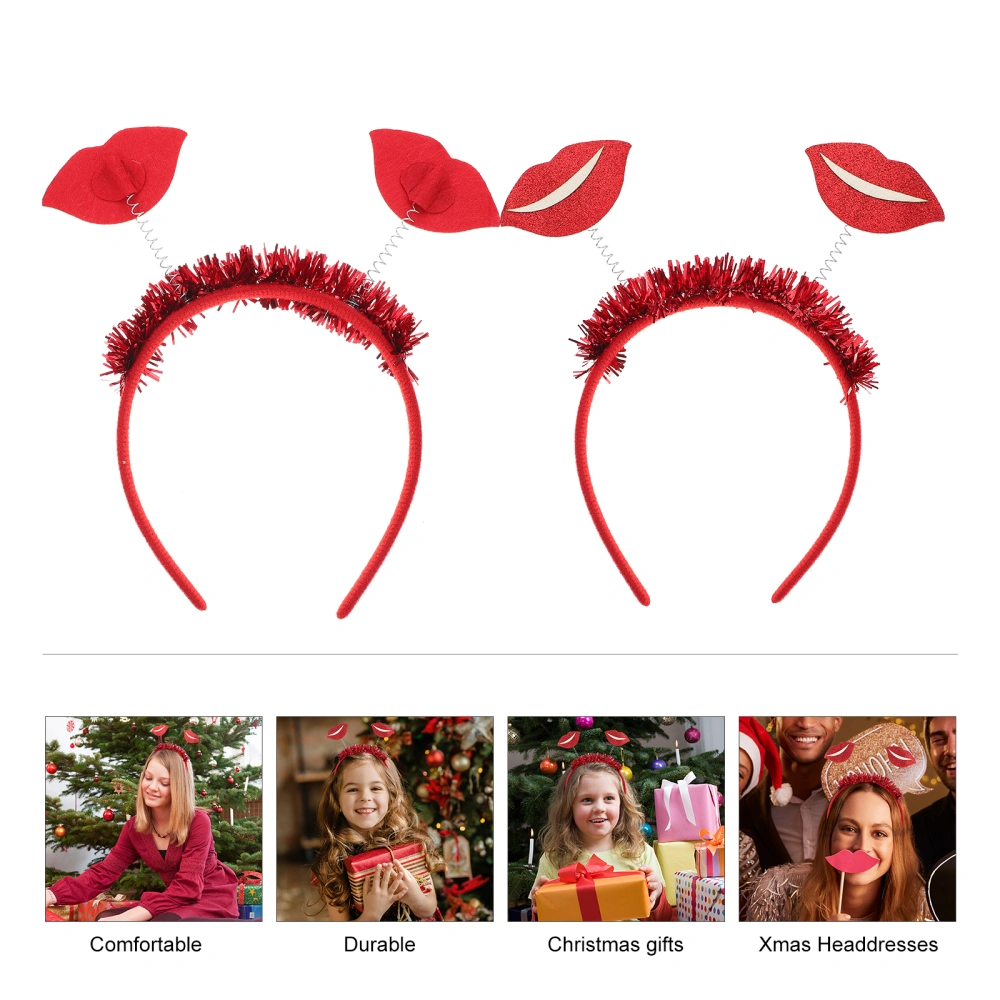 2Pcs Valentine's Day Wedding Headband Party Wedding Red Lip Headband for Decor