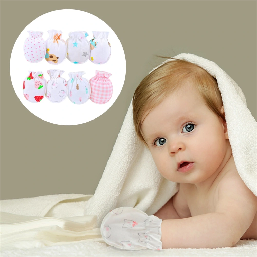 8pcs Infant Anti-scratch Protective Mittens Baby Anti-scratch Mittens Cotton Mittens