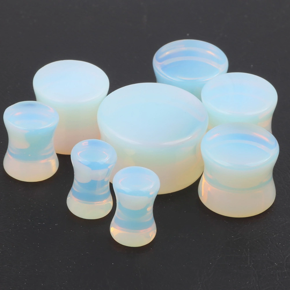 2Pcs Glass Stone Practical Ear Expanders Women Flesh Tunnel Ear Jewelry Ear Decoration White (6mm)