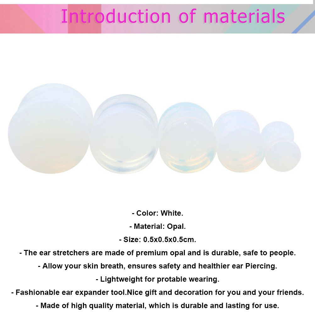 2Pcs Glass Stone Practical Ear Expanders Women Flesh Tunnel Ear Jewelry Ear Decoration White (6mm)