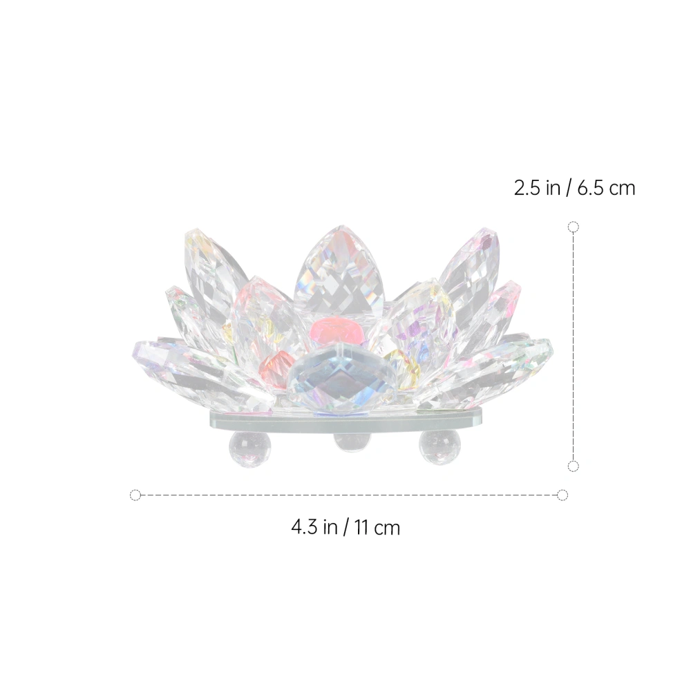 Elegant Crystal Lotus-shaped Candle Holder Buddha Hall Glass Butter Lamp Holder