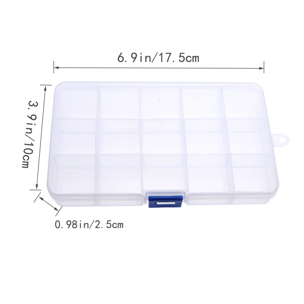 4pcs Clear Plastic 15 Grid Jewelry Organizer Divider Container Storage Box for Washi Tape Jewelry Makeup Markers Art Supplies and Sticker