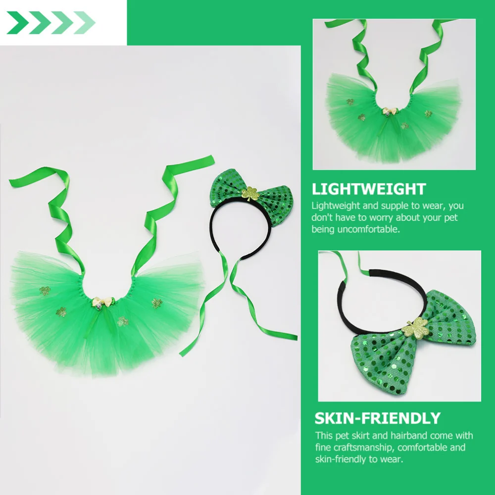 1 Set St. Patrick's Day Pet Hairband Skirt Prop Festival Pet Decor Accessory