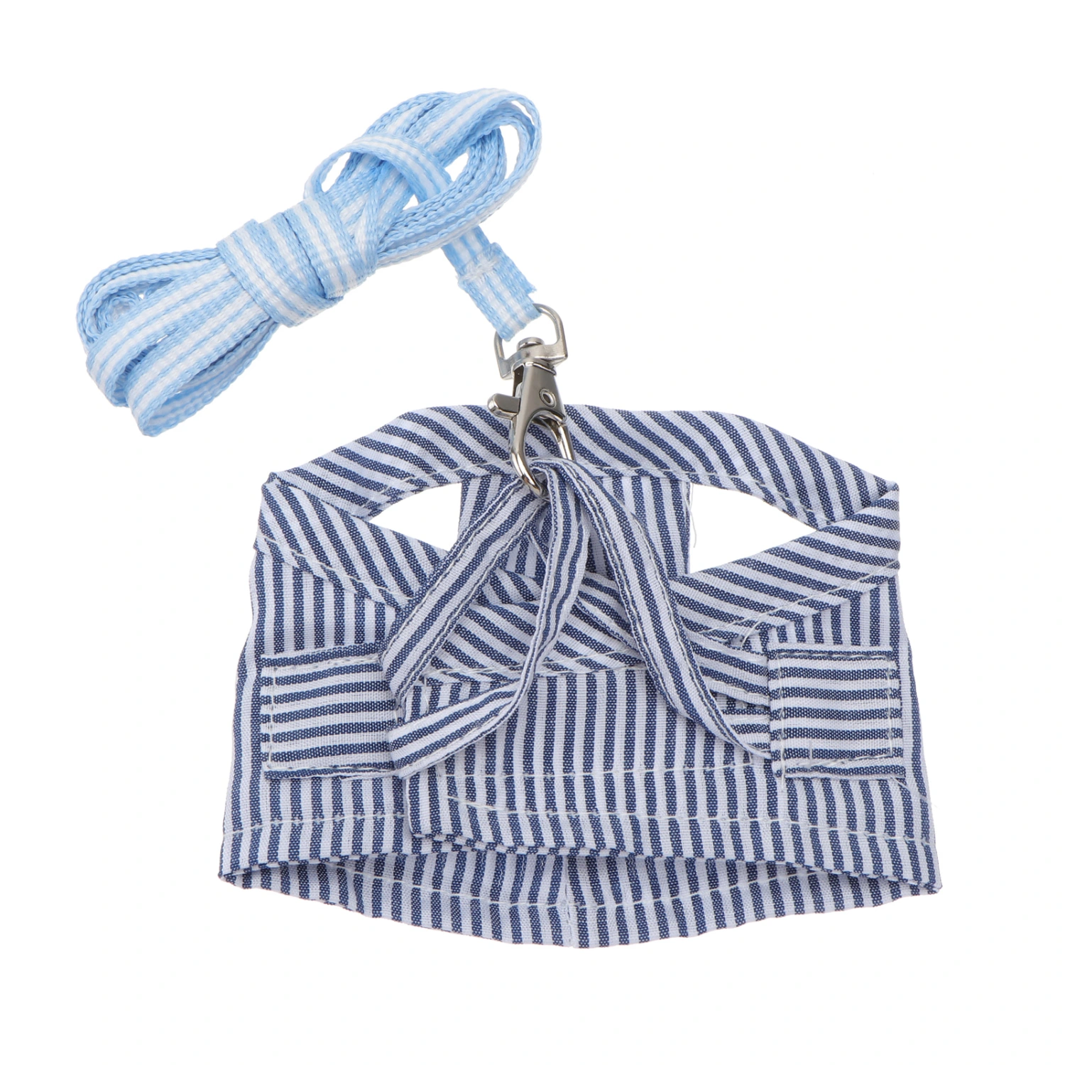 Small Pet Guinea Pig Rabbit Harness and Leash Cotton Stripe Chest Strap Vest for Animals Guinea Pig Chinchilla Rabbit Rat Squirrel Hedgehog Ferret Outdoor Walking Clothes Accessory - Size L (Blue)
