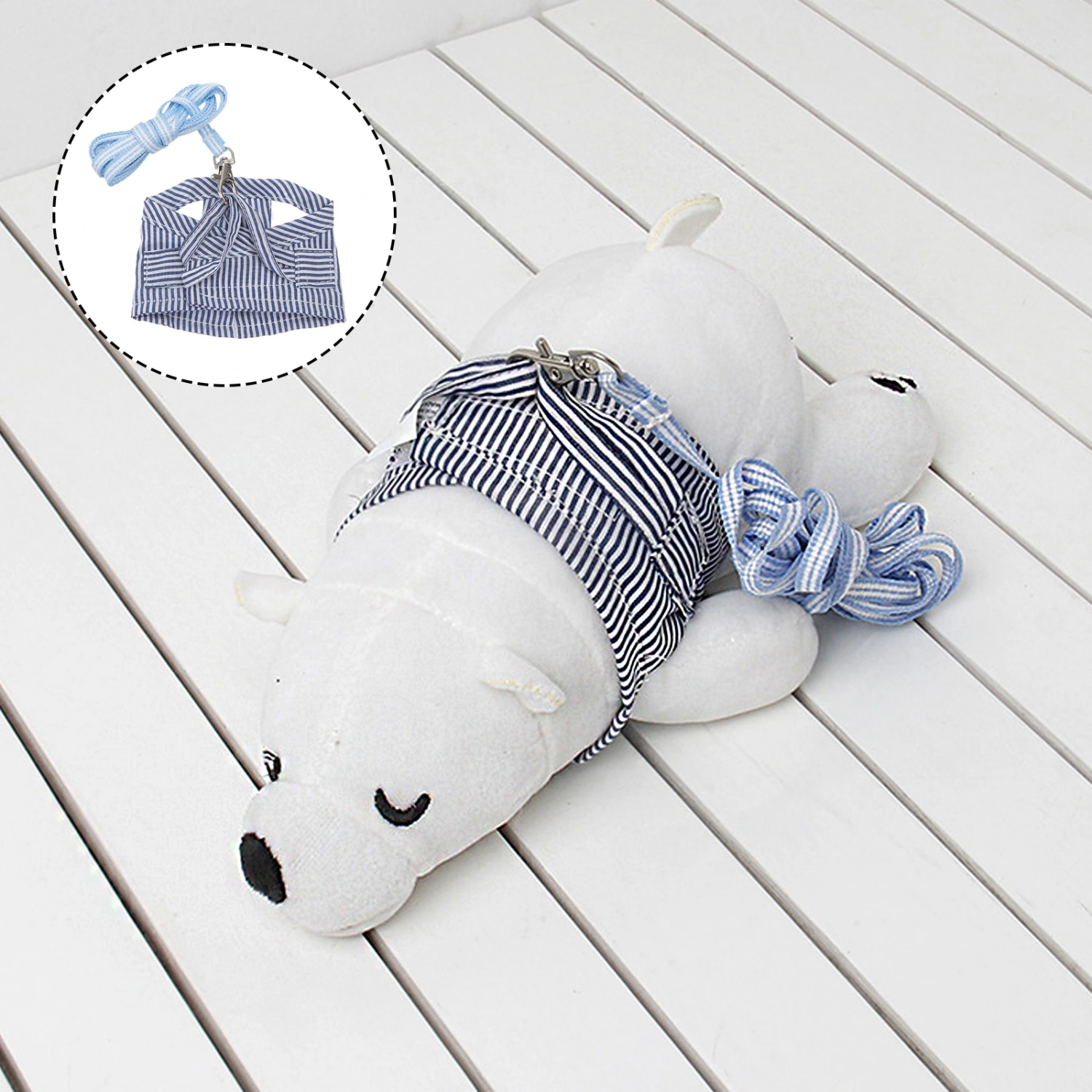 Small Pet Guinea Pig Rabbit Harness and Leash Cotton Stripe Chest Strap Vest for Animals Guinea Pig Chinchilla Rabbit Rat Squirrel Hedgehog Ferret Outdoor Walking Clothes Accessory - Size L (Blue)