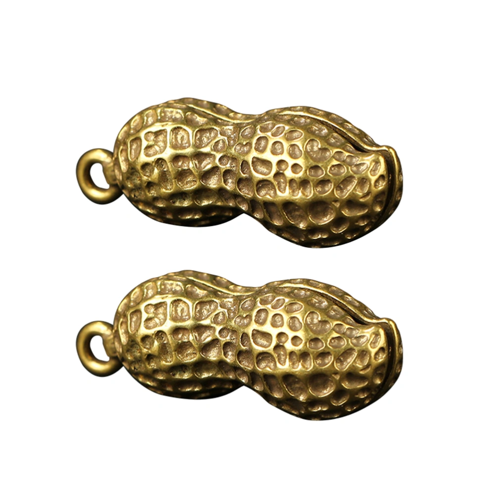 2pcs Peanut Key Chain Pendant Creative Peanut Key Ring Pendant Copper Pendant DIY Accessory