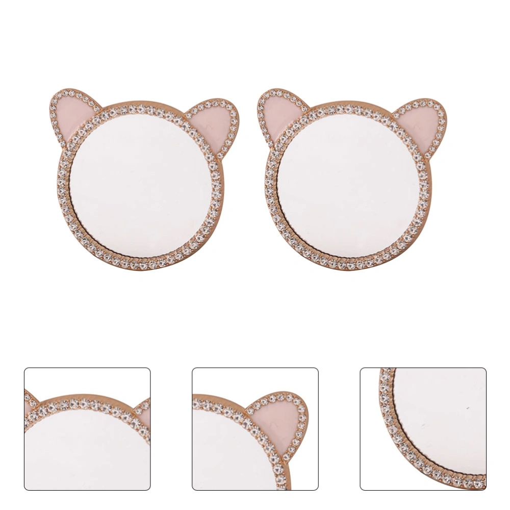 2Pcs Mini Rhinestone Mirror Ornament Micro Wall Mirror Decor Doll House Decor DIY Prop