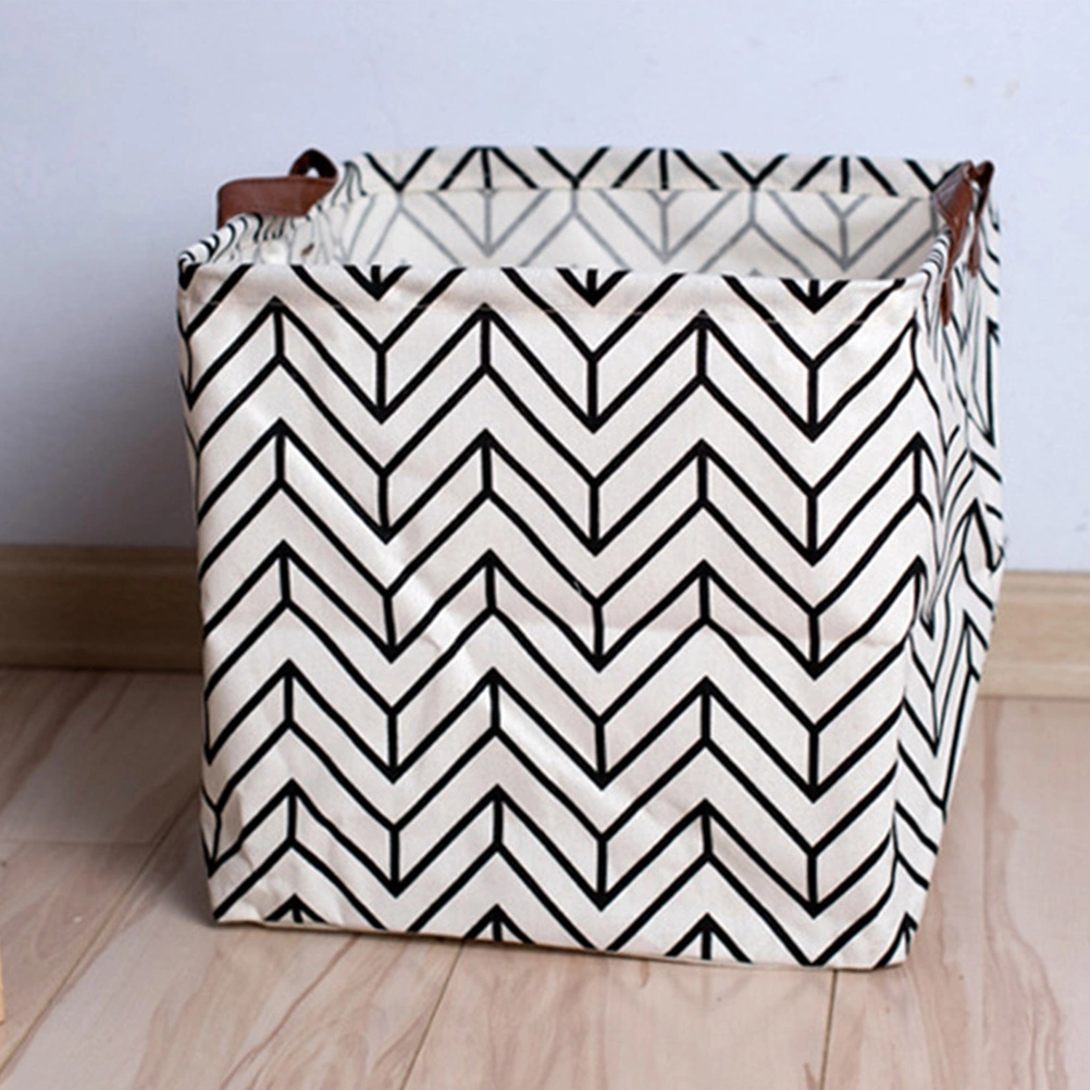 1pc Foldable Toy Storage Bag Dirty Clothes Container Large Household Laundry Basket Bucket (Black and White)