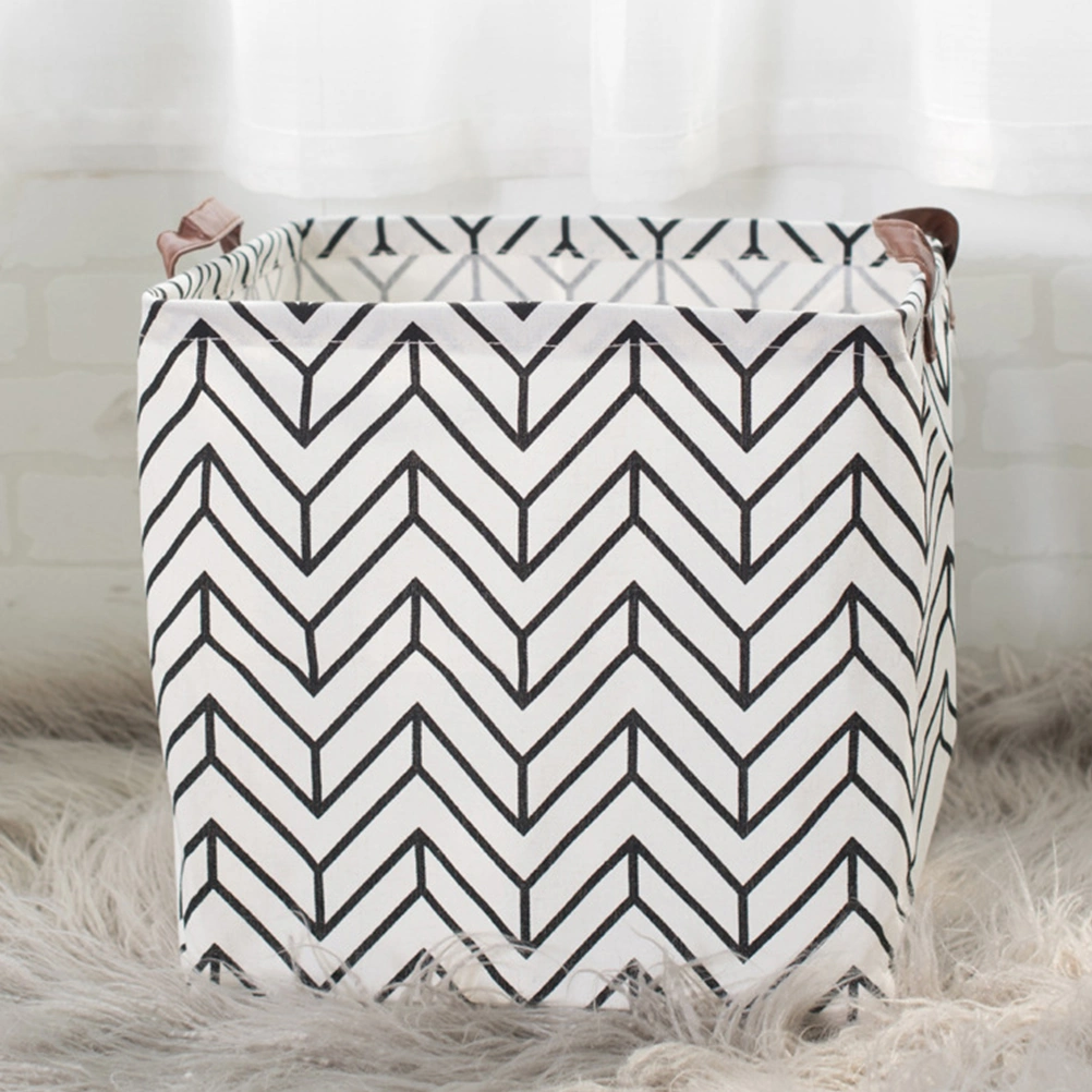 1pc Foldable Toy Storage Bag Dirty Clothes Container Large Household Laundry Basket Bucket (Black and White)