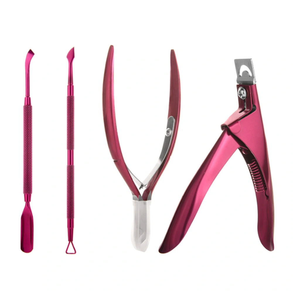 4PCS Nail Tip Clipper Cutter Trimmer Stainless Steel Manicure Pedicure Sharper Clip Tool Dead Skin Scissor Toe Nail Clipper Manicure Pedicure Tool (Rosy)