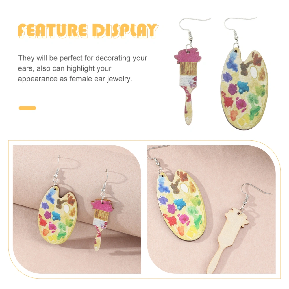 1 Pair Art Earrings Dangle Earrings for Women Artist Wooden Earrings Jewelry