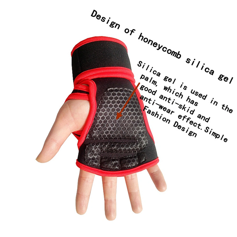 1 Pair Professional Sports Gloves Gym Fitness Weightlifting Gloves Half Finger Gloves for Men Women Adults (Red, M Size)