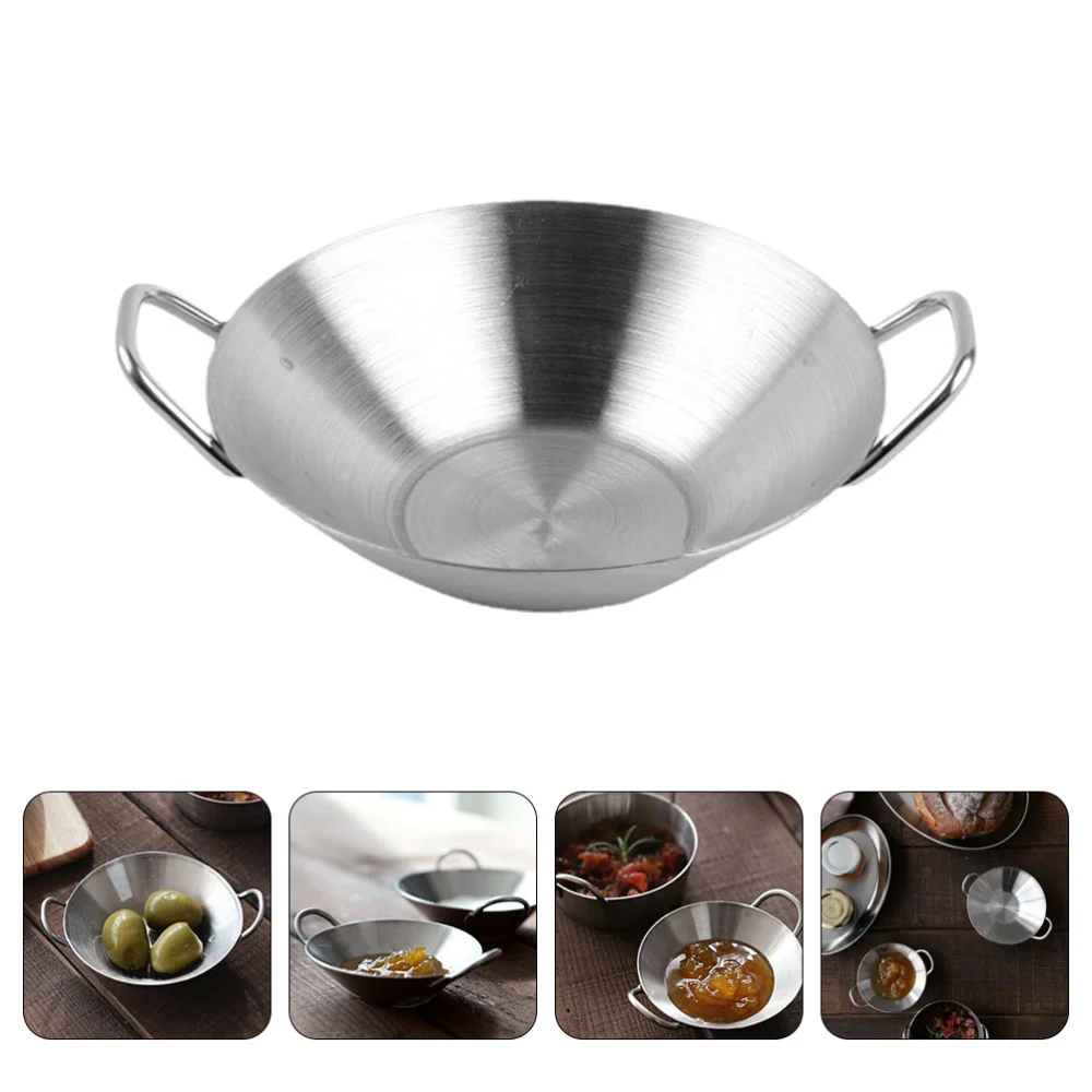 Stainless Steel Sauce Dipping Plate Double Side Handle Seasoning Tray Kimchi Dish