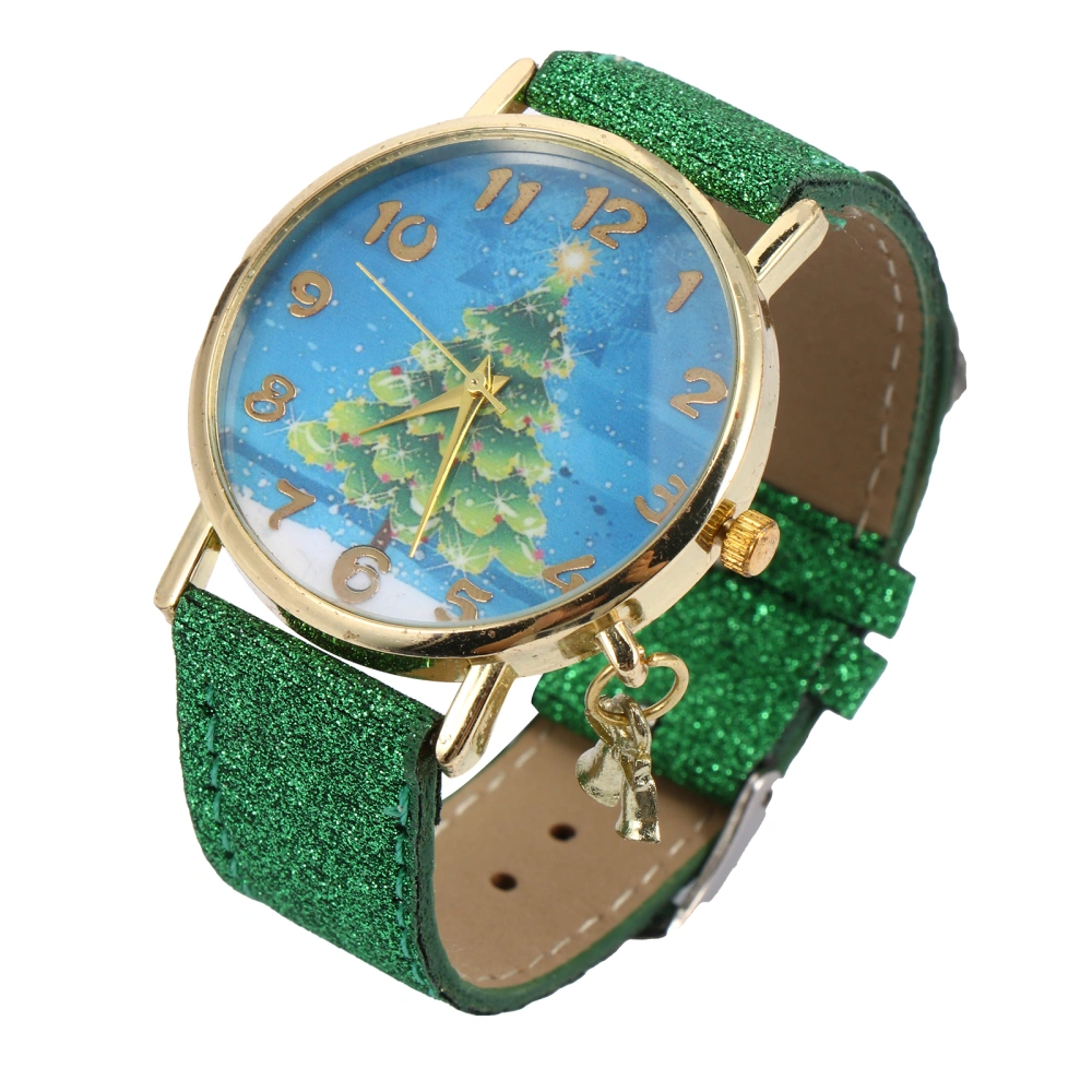 1pc Christmas Watch Quartz Watch Pu Leather Watchband Snowflake Cartoon Watch