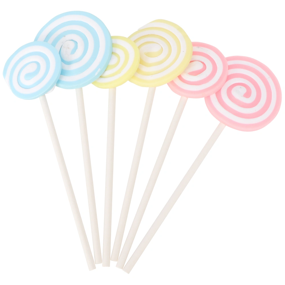 6pcs Cartoon Party Cake Toppers Lollipop Styled Cake Insert (Random Color)