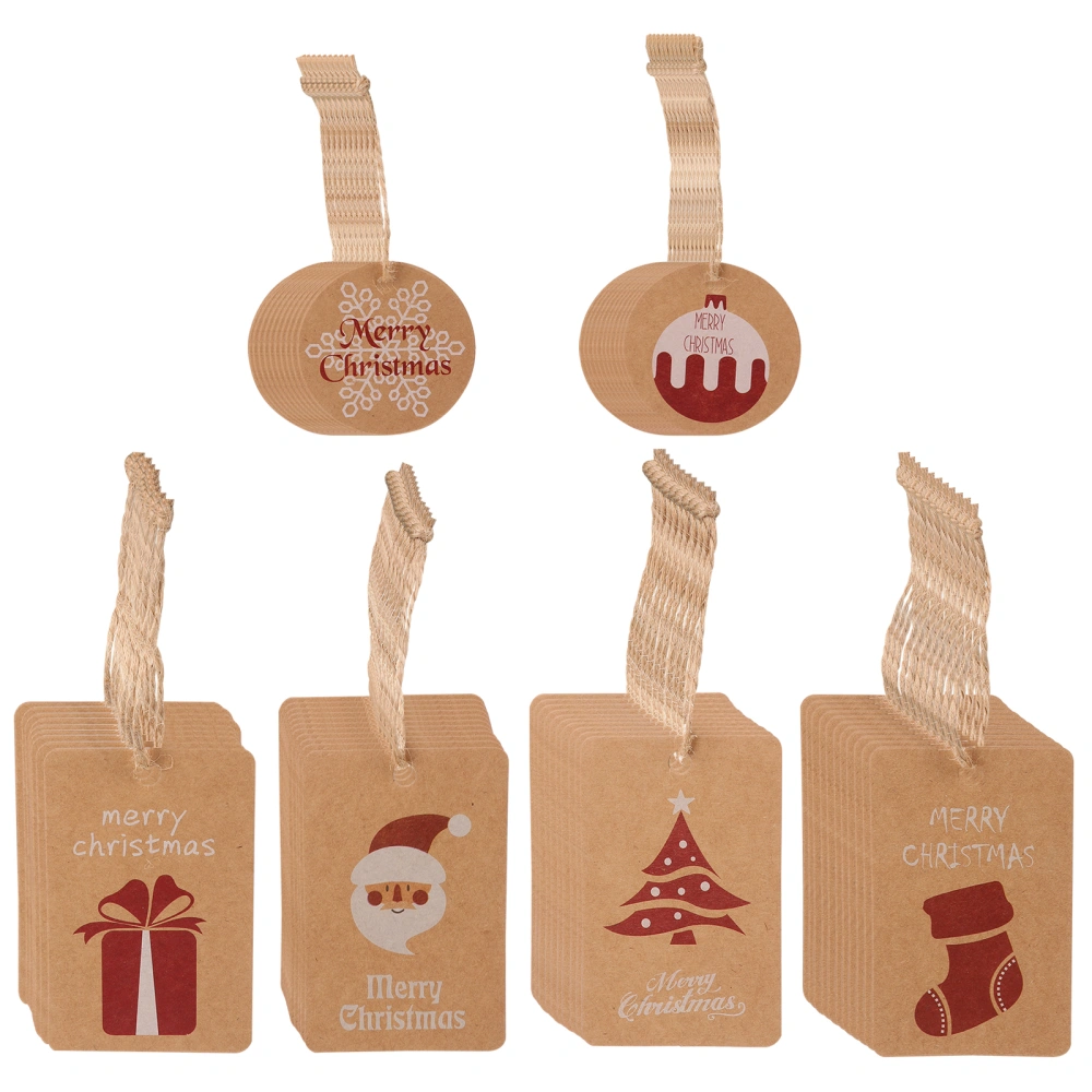 60Pcs Christmas Kraft Paper Hanging Tags Ropes Decorative Gift Cards Tags