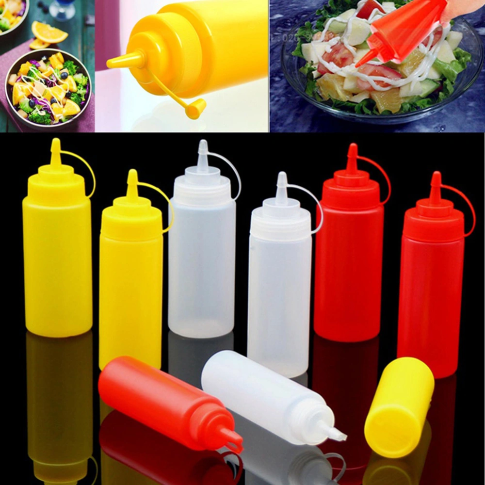 3pcs Salad Dressing Bottle Tomato Sauce Cream Squeezing Seasoning Bottle for Home Store (White, 680ml)