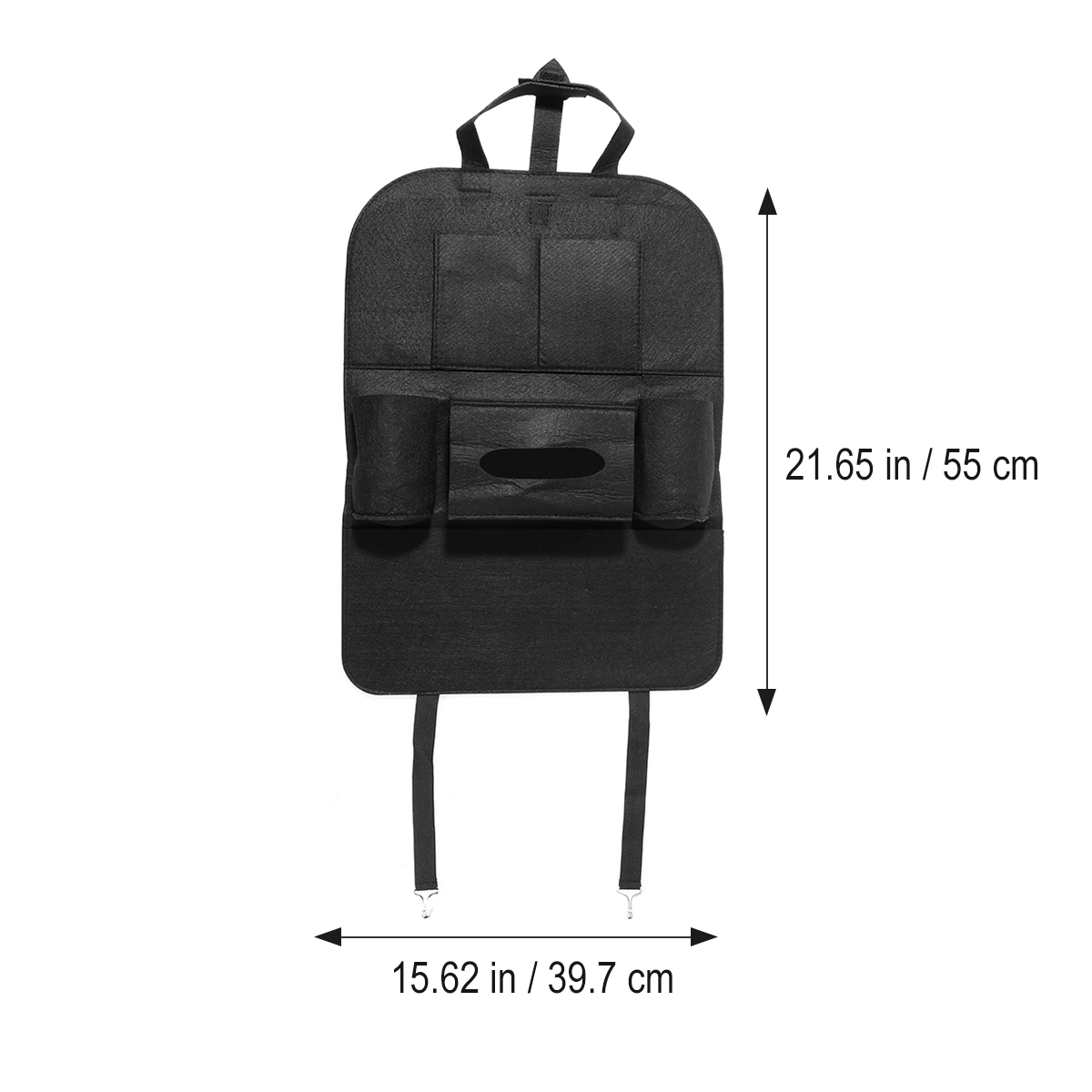 Backseat Organizer Felt 6-Pocket Kids Toys Car Back Seat Travel Storage Bag for Tissue Box Pen (Black)