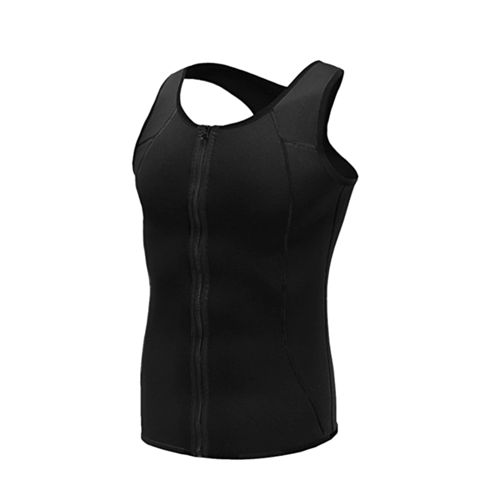 Comfortable Breathable Slimming Vest Waist Compression Muscle Shirt Training Corset Body Fitness Shaper for Man Size XL (Black)