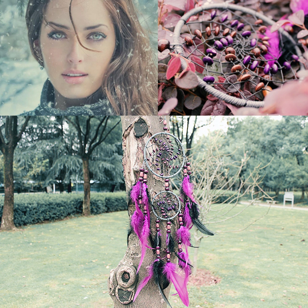 Weaved Dreamcatcher Decor Charming Hanging Ornament Chic Photo Props Hanging Adornment Wall Pendant for Decor Use (Purple)