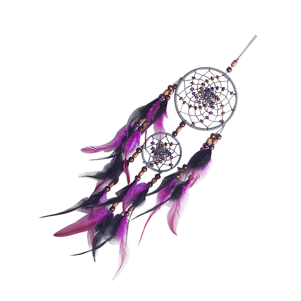 Weaved Dreamcatcher Decor Charming Hanging Ornament Chic Photo Props Hanging Adornment Wall Pendant for Decor Use (Purple)
